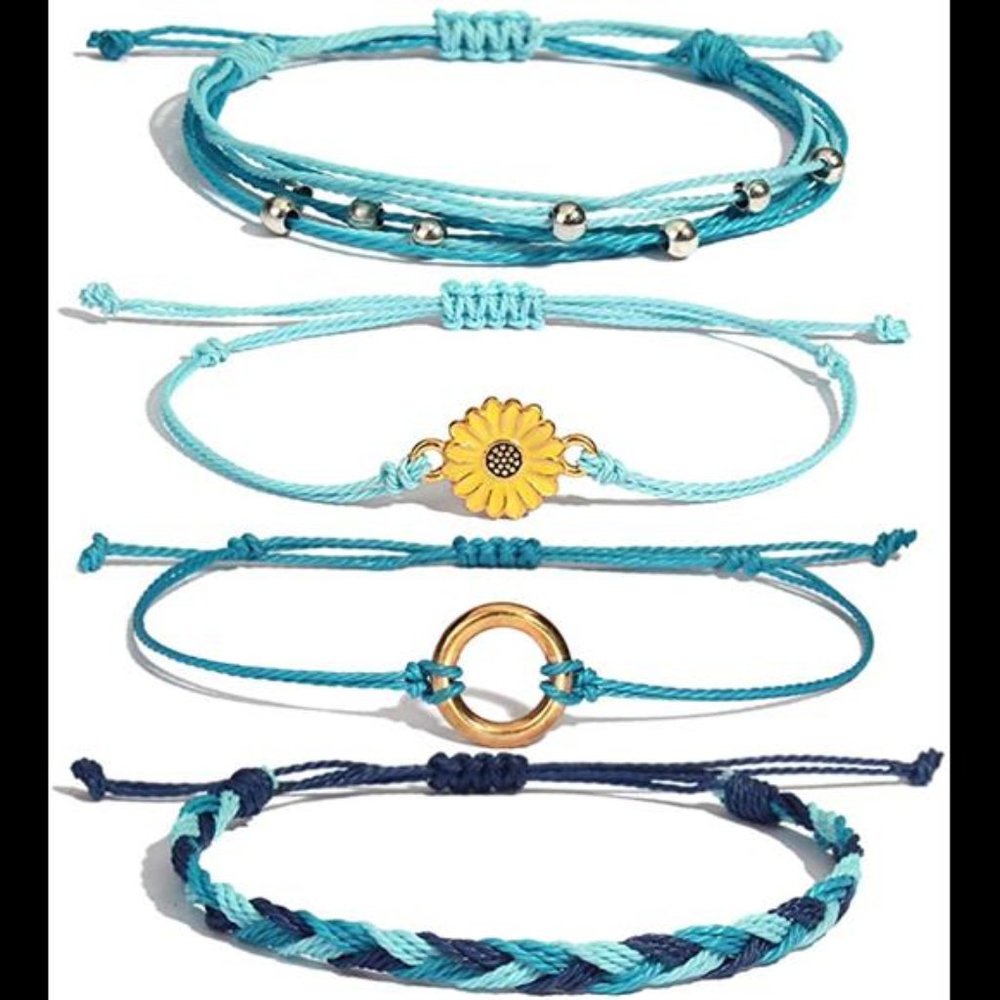 Cool Sky Blue Sunflower String Bracelets